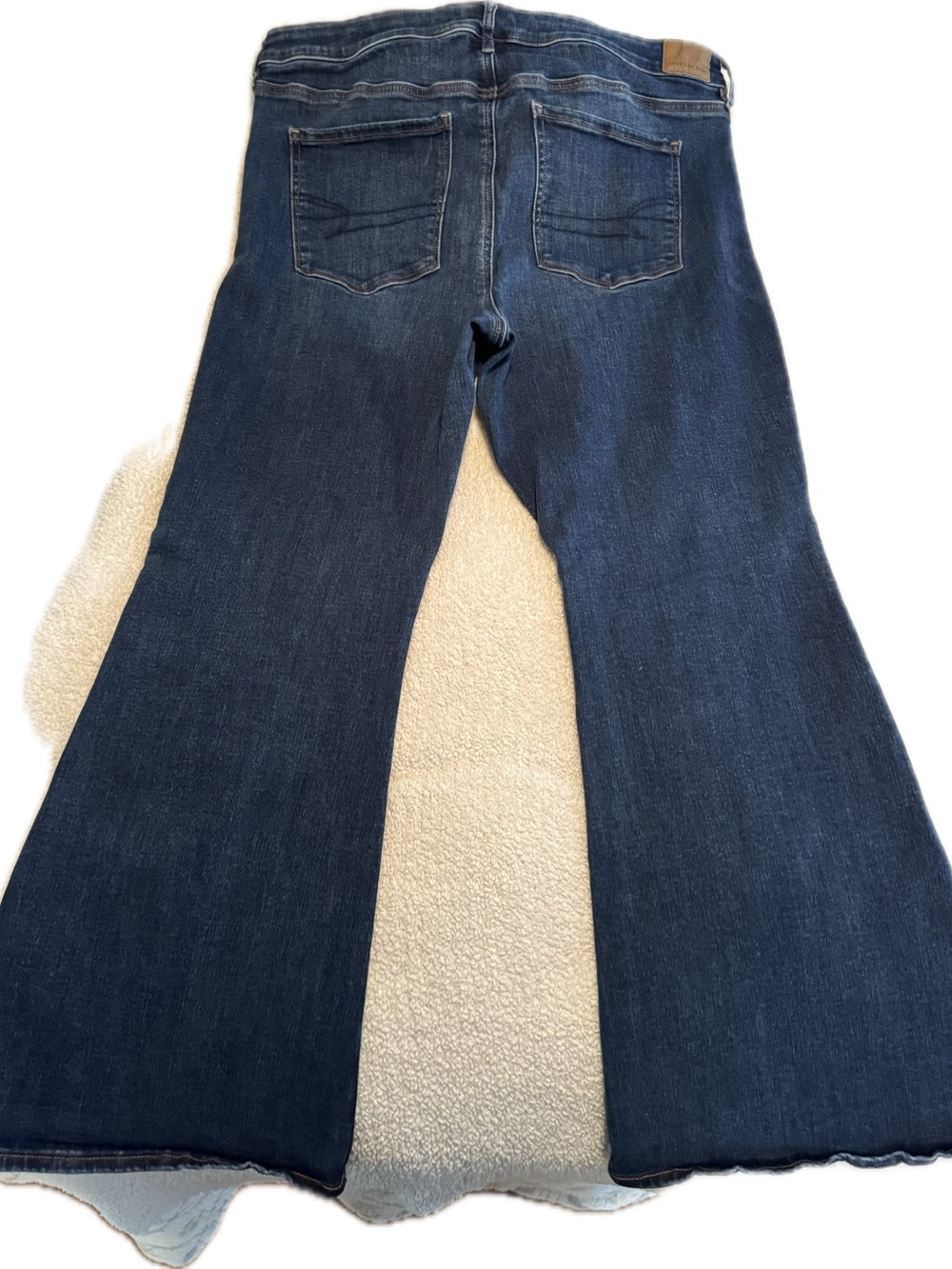 American Eagle Outfitters Dark Blue Flared Wide-Leg Jeans - Picture 2 of 6